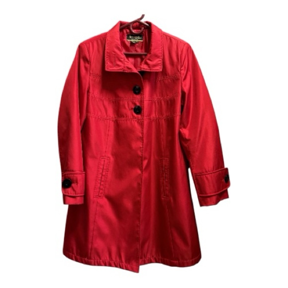 Women’s Red Mid Lgth Trench Coat, Sz 11/12